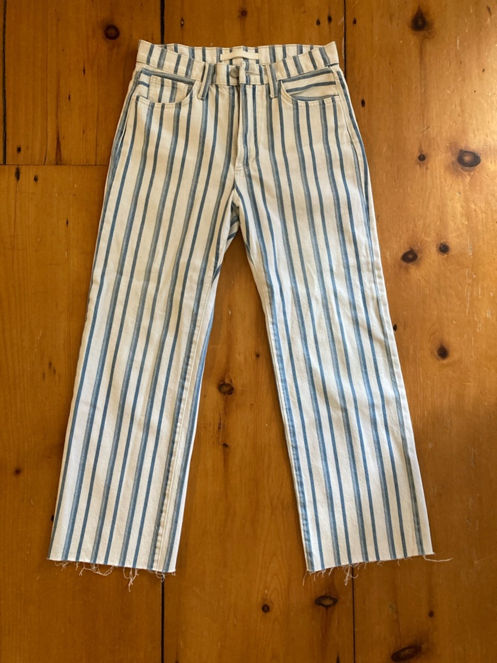 Joe's Jeans Blue and White Striped Wide Leg Jeans